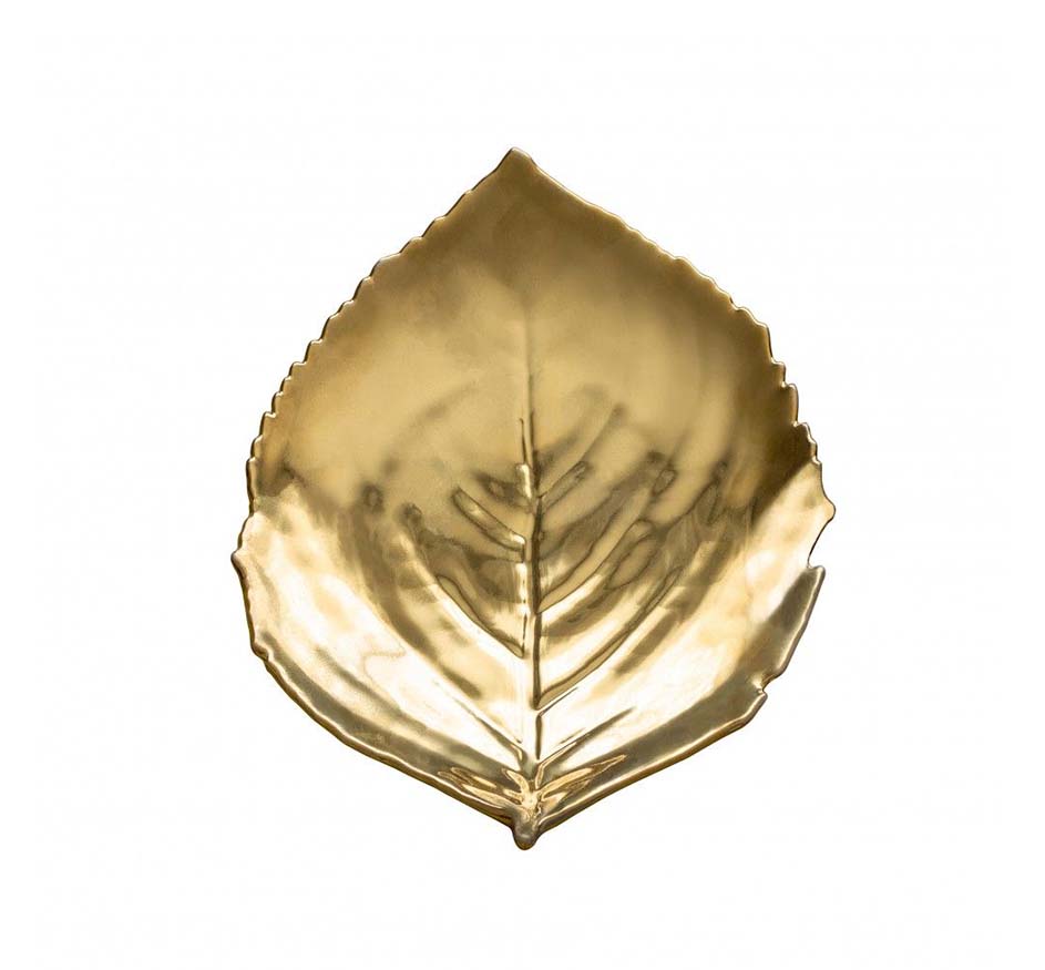 9" Gold Hydrangea Leaf