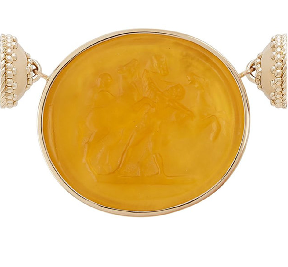 Classic Horses Citrine Italian Glass Centerpiece