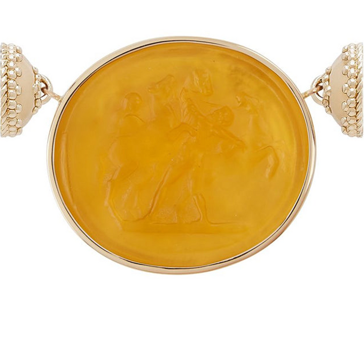 CLASSIC HORSES CITRINE ITALIAN GLASS CENTERPIECE