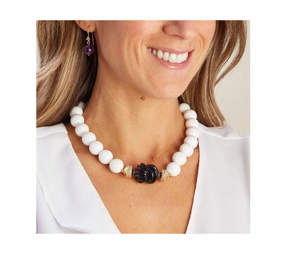 Victoire White Agate 16mm Necklace