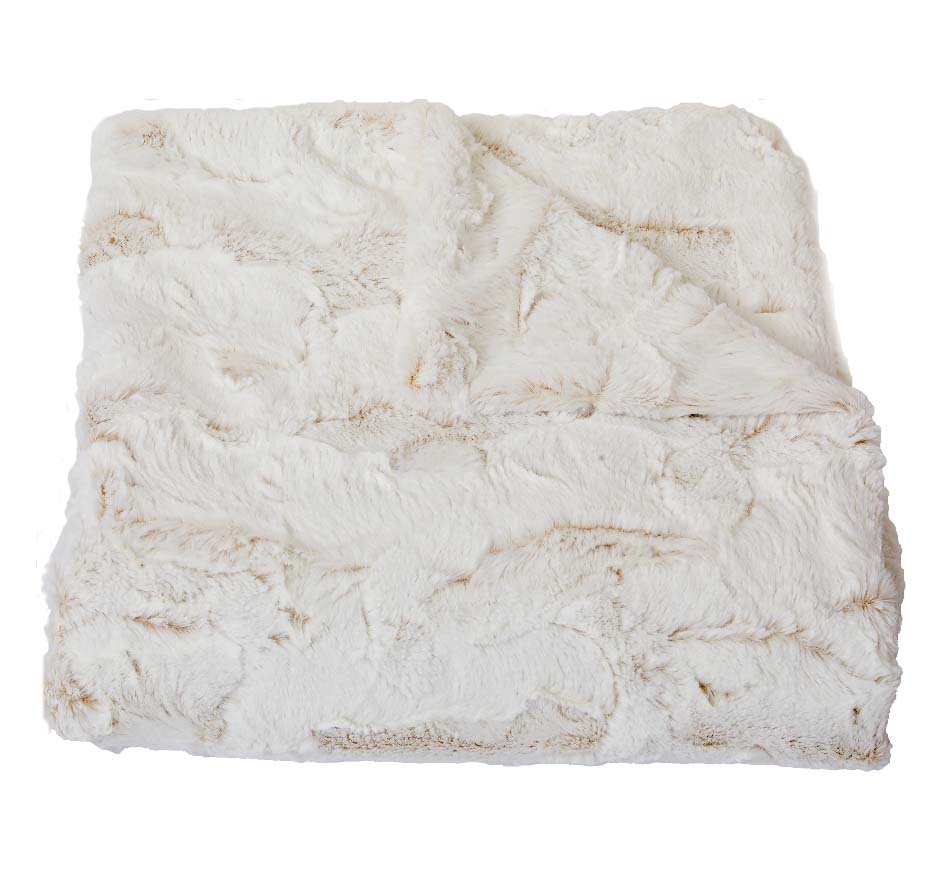 Two-Tone Lux Rabbit Throw in Cream/Camel