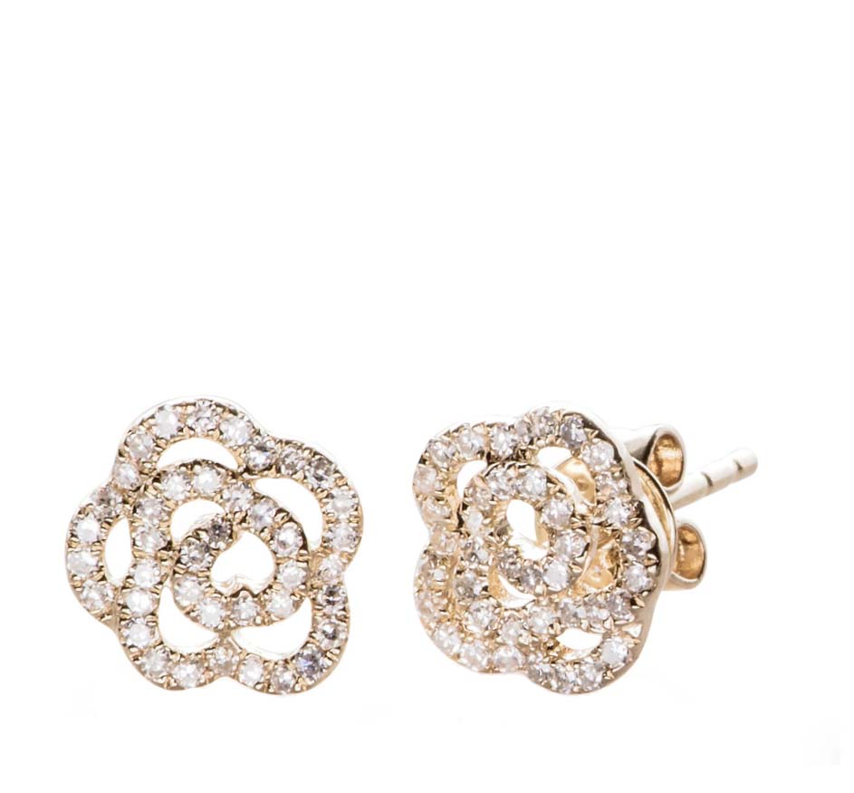 Diamond Rose Stud Earring