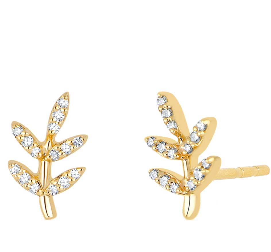 Diamond Leaf Stud EarringS