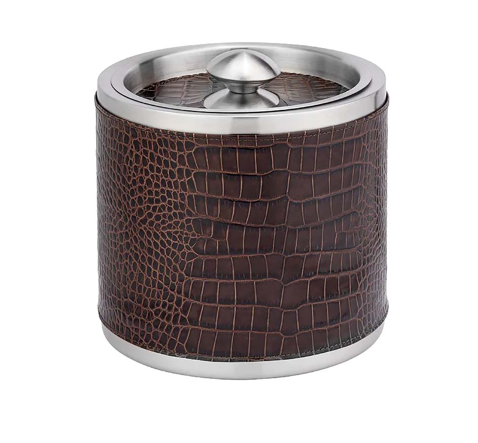 Brown Leather Ice Bucket