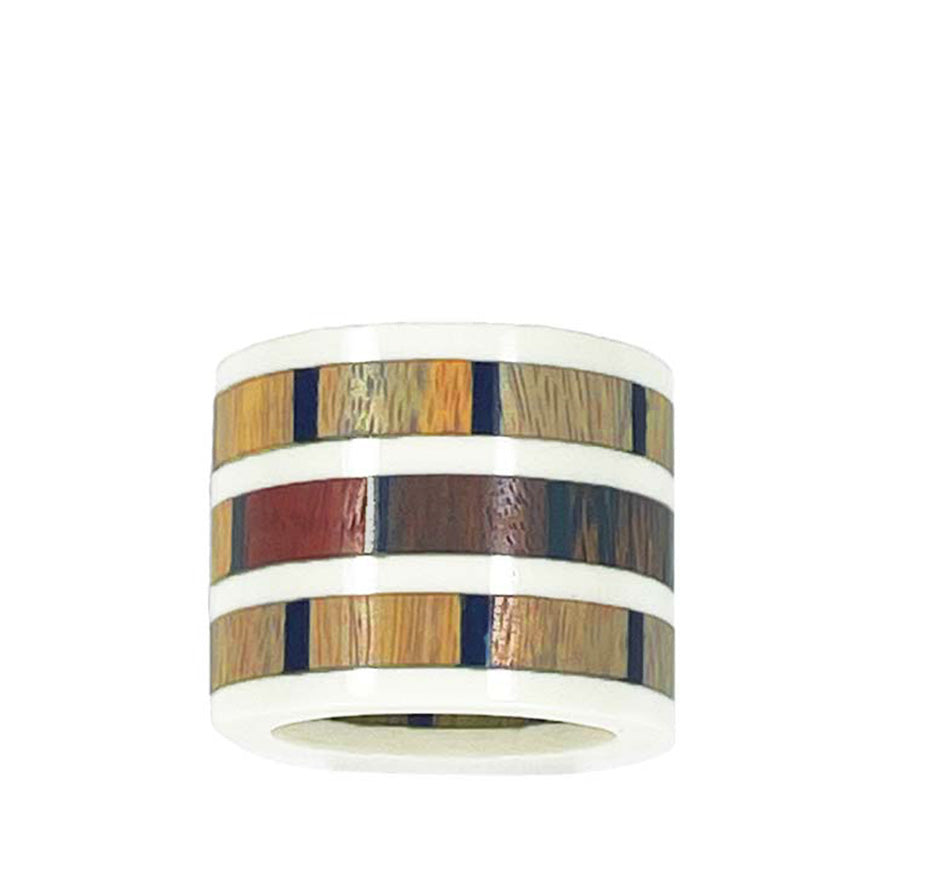 Ivory Striped Wooden Resin Napkin Ring (Set of 4)