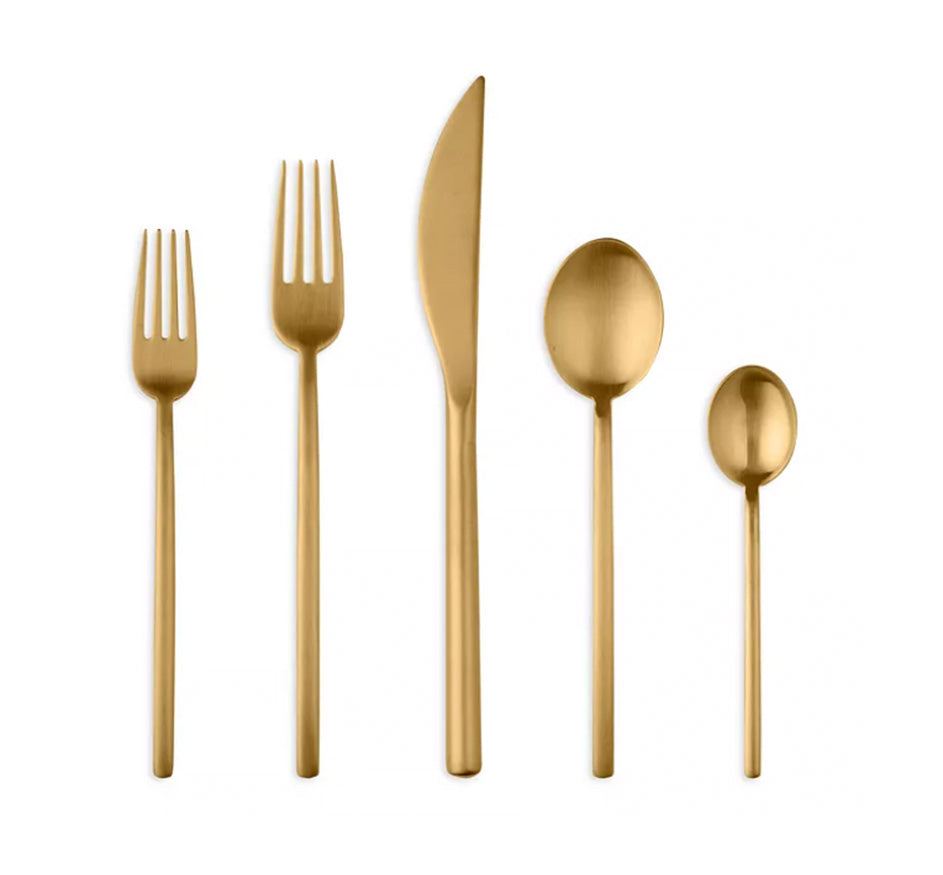 Due 5 Piece Flatware In Ice Oro (Brushed Gold)