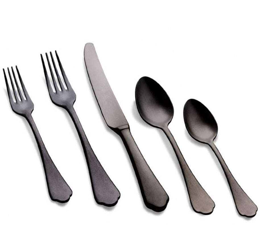 Dolce Vita 5 Piece Flatware In Oro Nero (Polished Black)