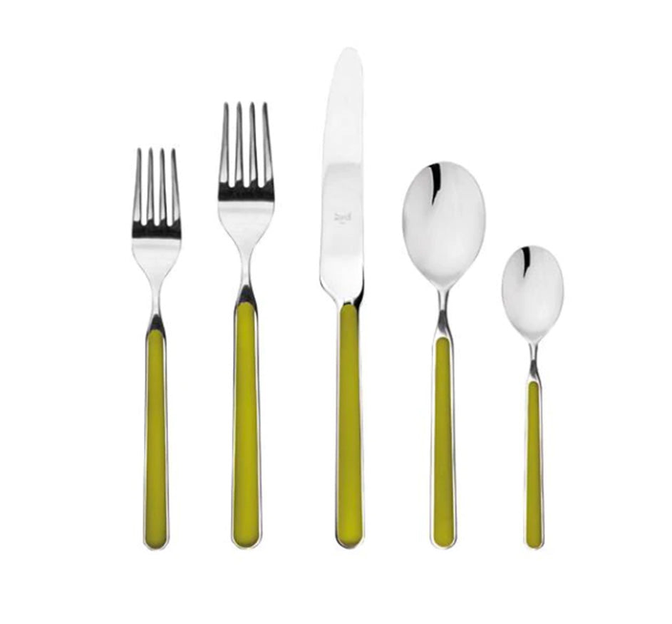 Fantasia 5 Piece Flatware In Olivia Green