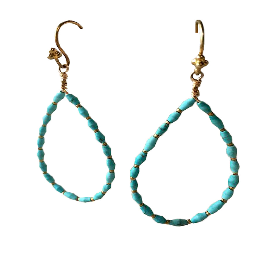 Turquoise Teardrop Hoop Earrings