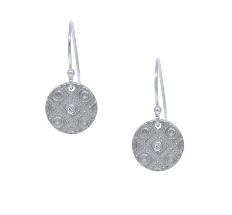 Round Pressed Silver Earring