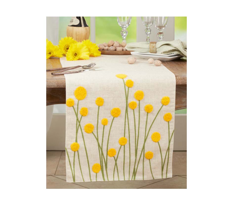 Embroidered Yellow Flowers Runner