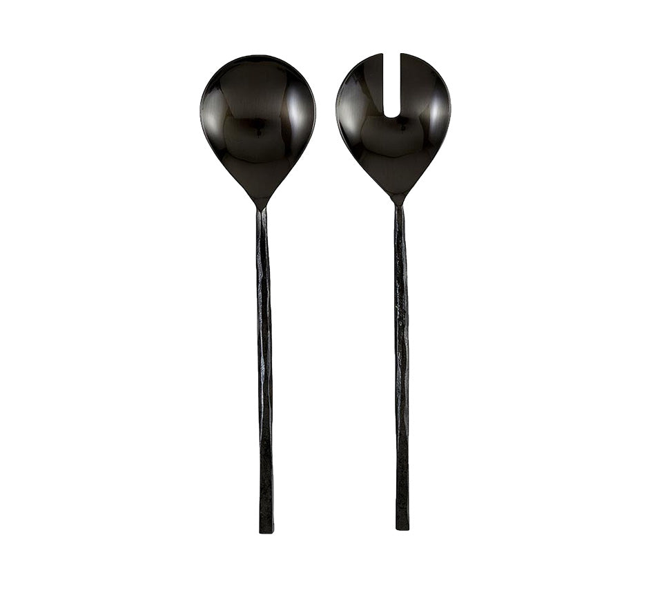 Black Stainless Steel Salad Server Set