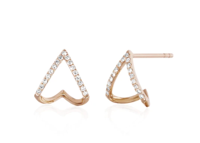 Diamond Chevron Huggie Earring (Available in 3 Colors)