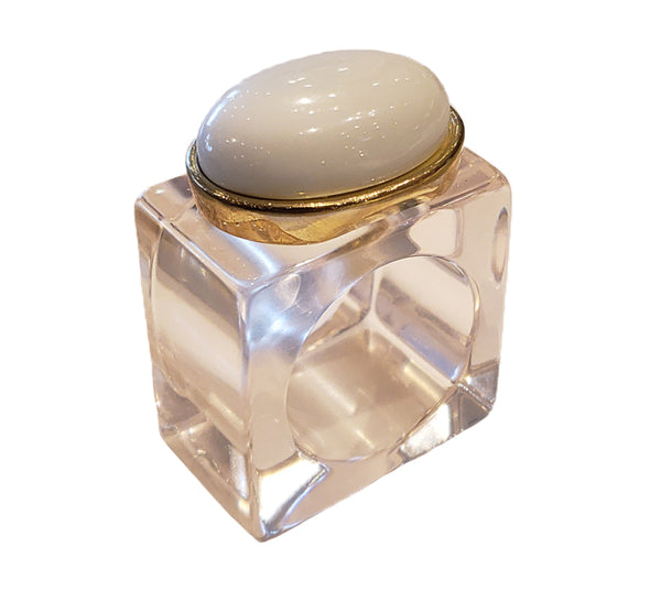 Lucite Napkin Ring with Cabachon (Available in 2 Colors)