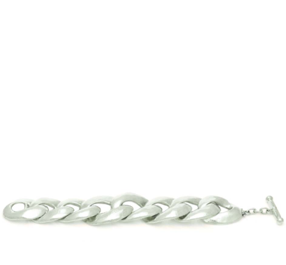 Flat Wide Chain Bracelet In Sterling Silver