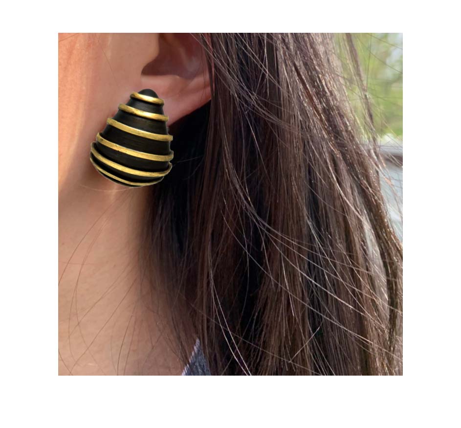 Sharp Drop With Horizontal Stripes Earrings