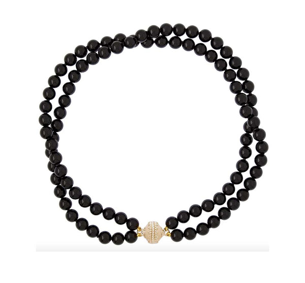 Victoire Black Onyx 8mm Double Strand Necklace