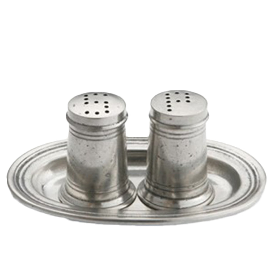 Tavola Salt & Pepper On Tray In Pewter