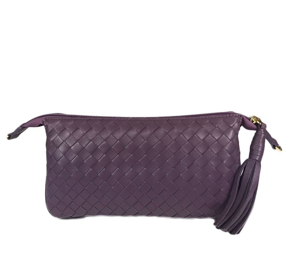 Three Part Lilac Woven Leather Purse