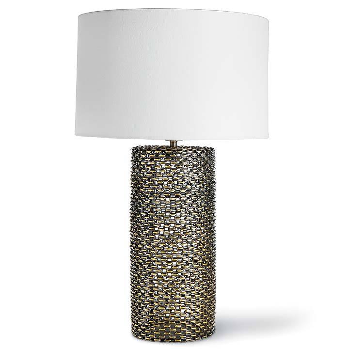 Chain Link Glass Cylinder Table Lamp