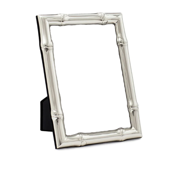 WIDE BAMBOO SILVER PLATED PHOTO FRAME