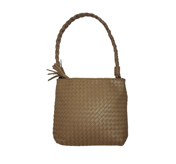 Taupe Flat Braided Strap Bag