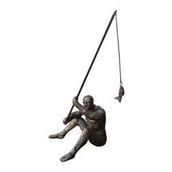 "Reel It In" Fisherman Sculpture