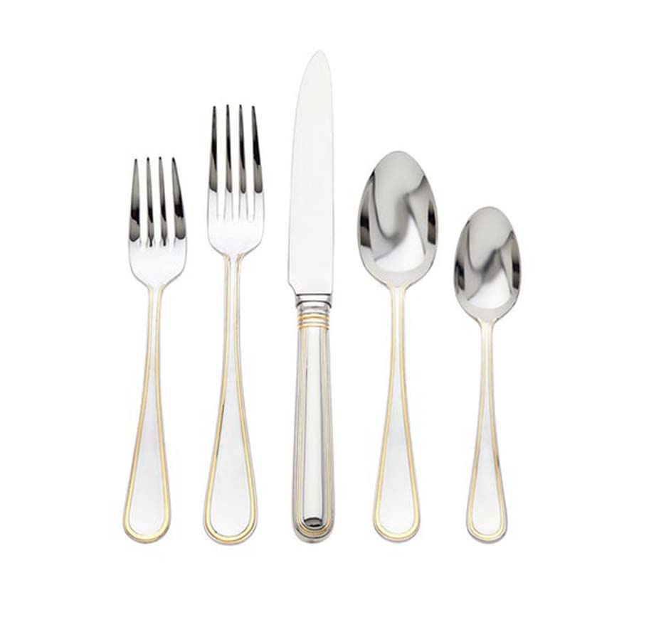 Ascot 5-Piece Flatware in Gold