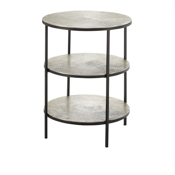 Three Tier Textured Metal Accent Table