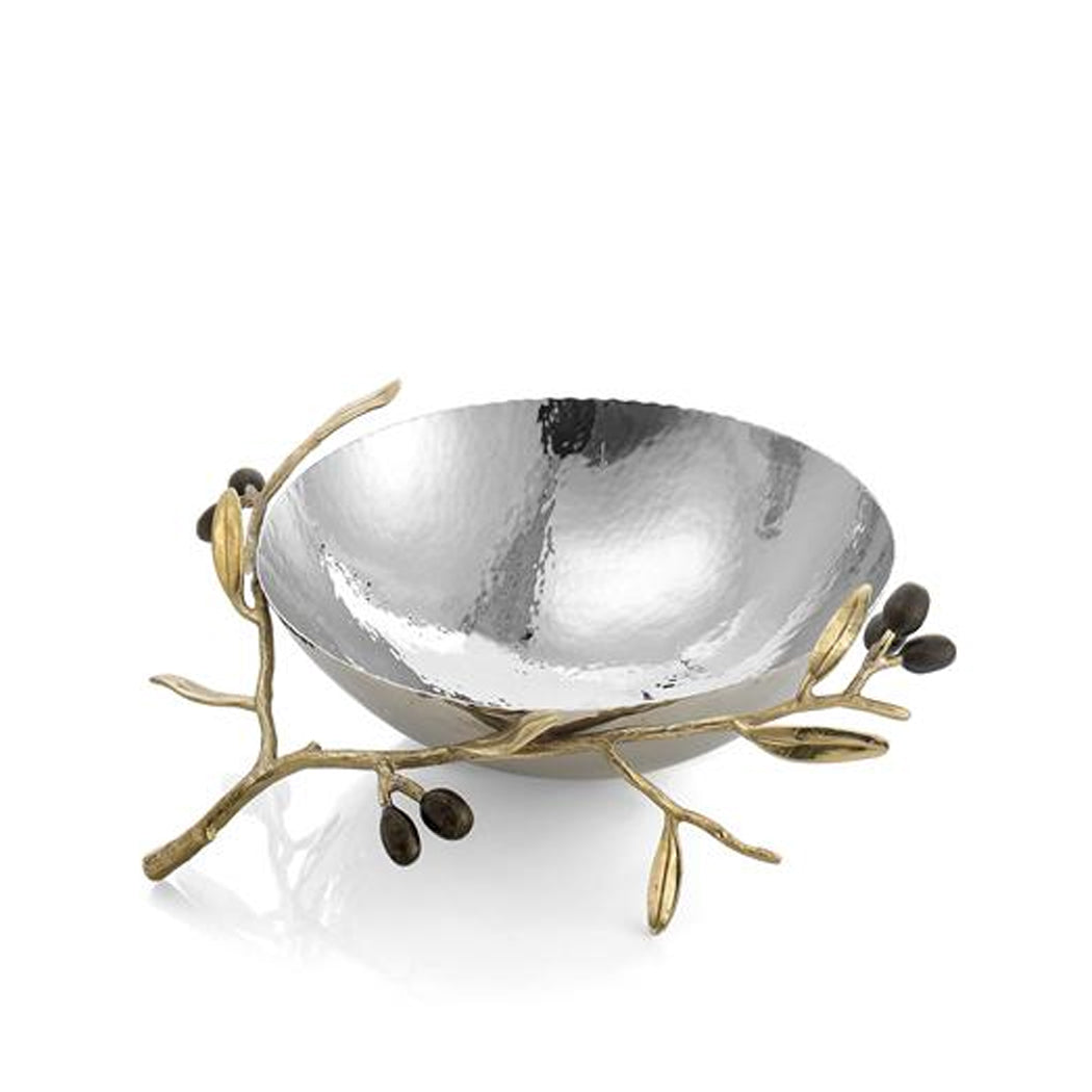 Olive Branch Medium Serving Bowl in Gold