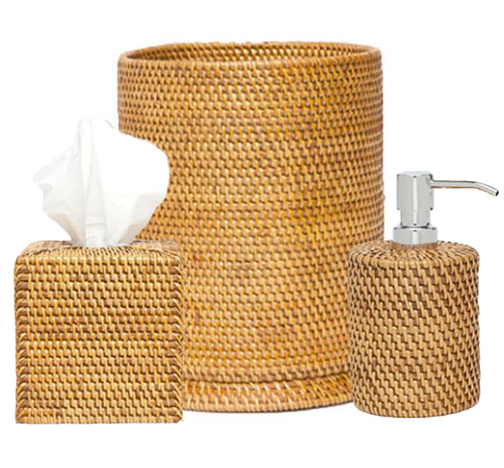 Dalton Bath Collection in Brown Rattan