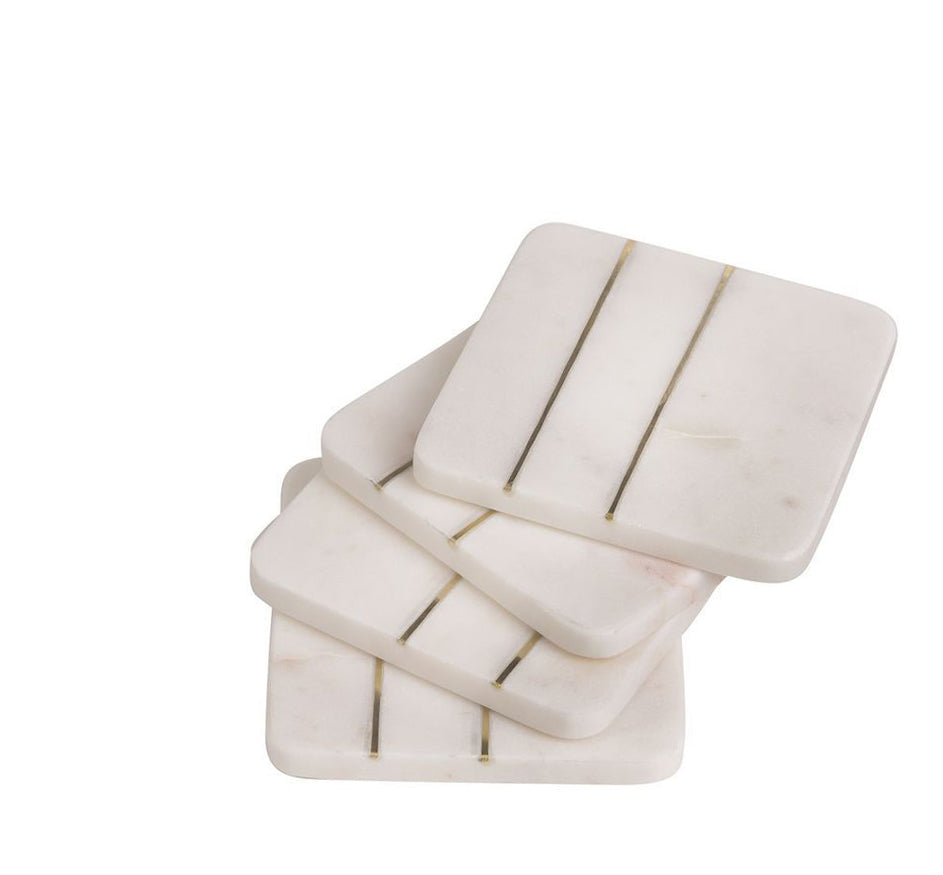 Sq. Marble Coasters In Opal White (Set Of 4)