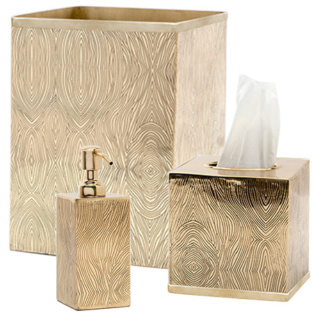 Humbolt Square Wastebasket in Shiny Brass