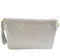 Tripocket White Woven Leather Purse