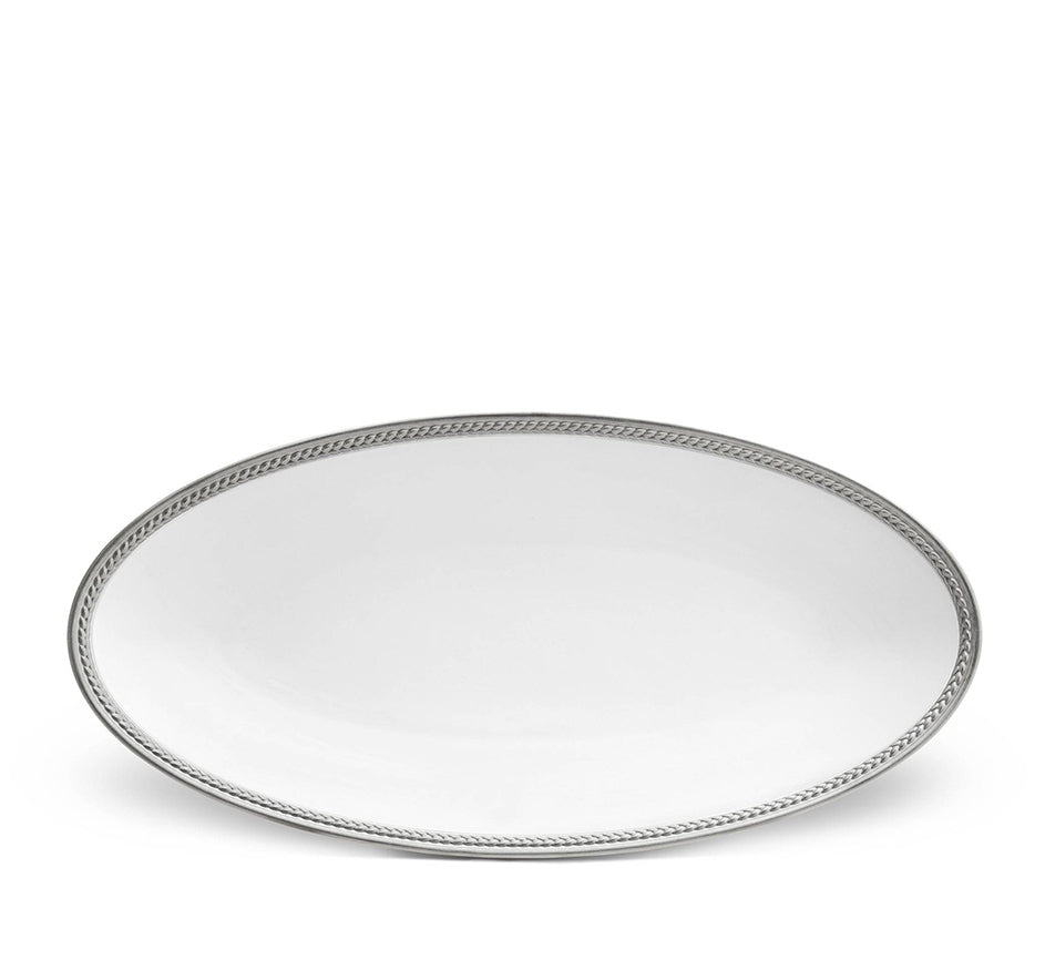Soie Tressee Small Oval Platter In Platinum