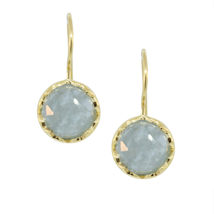 Round Aquamarine & Gold Vermeil Drop Earrings