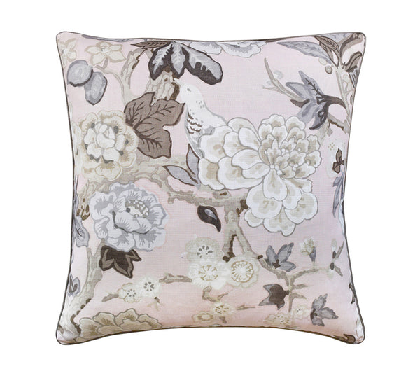 Grey Blossoms Pillow in Blush