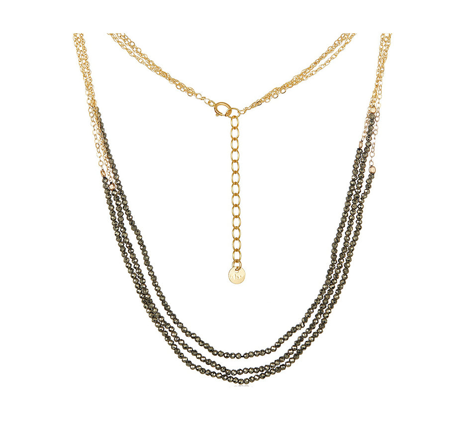 3 Strand pyrite Necklace