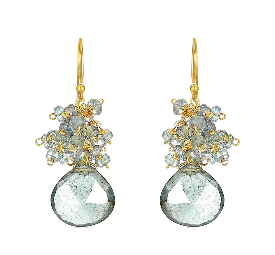 Moss Aquamarine Cluster Earrings