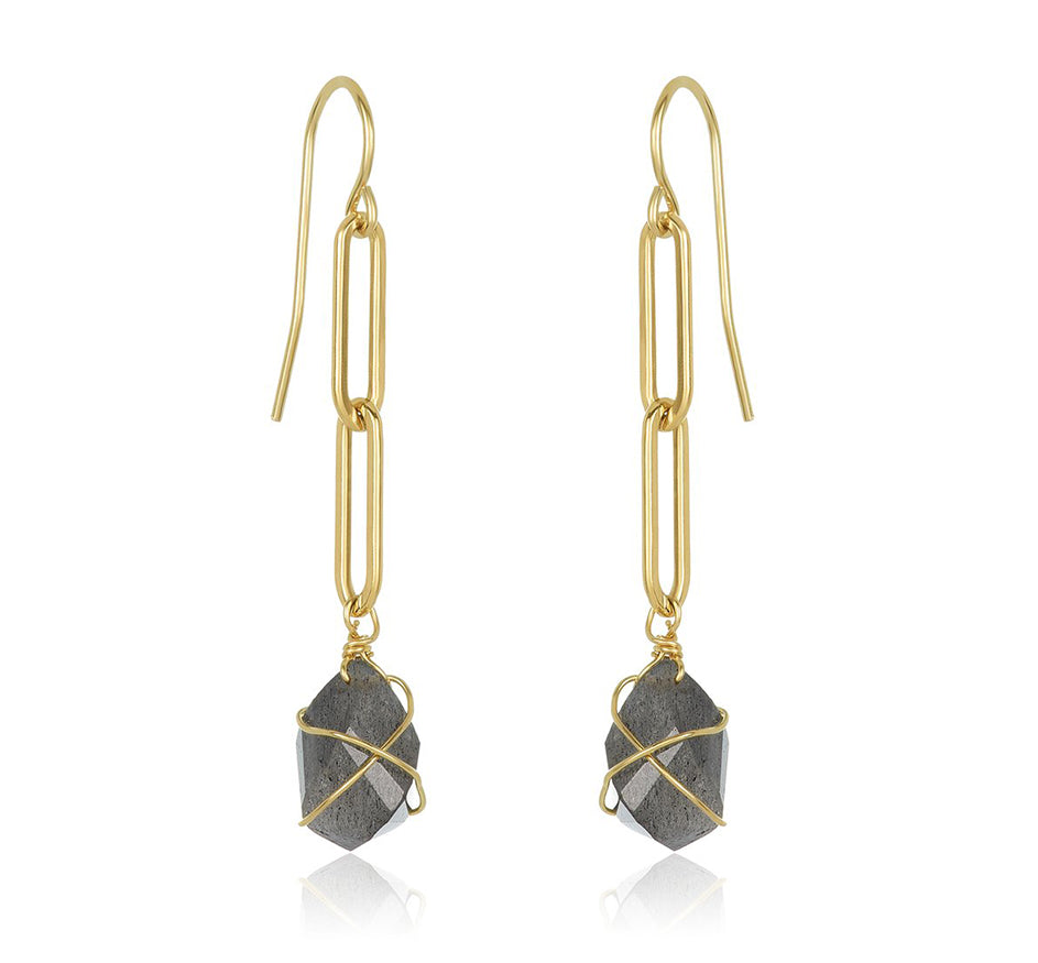 Link Earrings in Labradorite