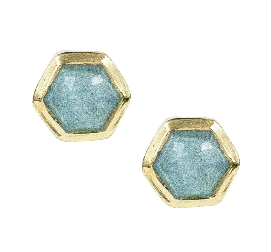 Aquamarine Deco Studs