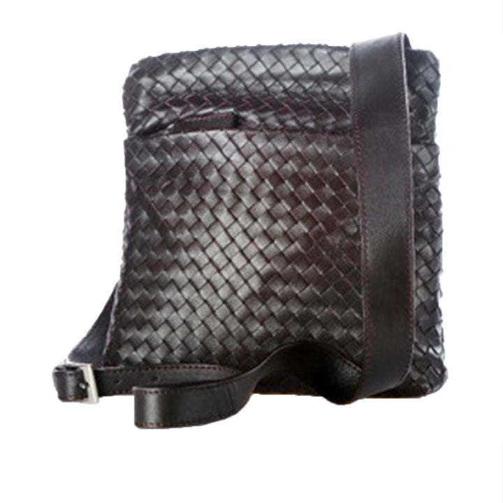 Black Woven Leather Crossbody Bag