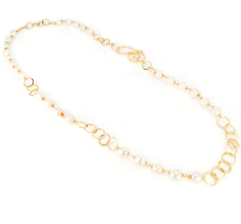 Expresso Double Chain Necklace With Pearls