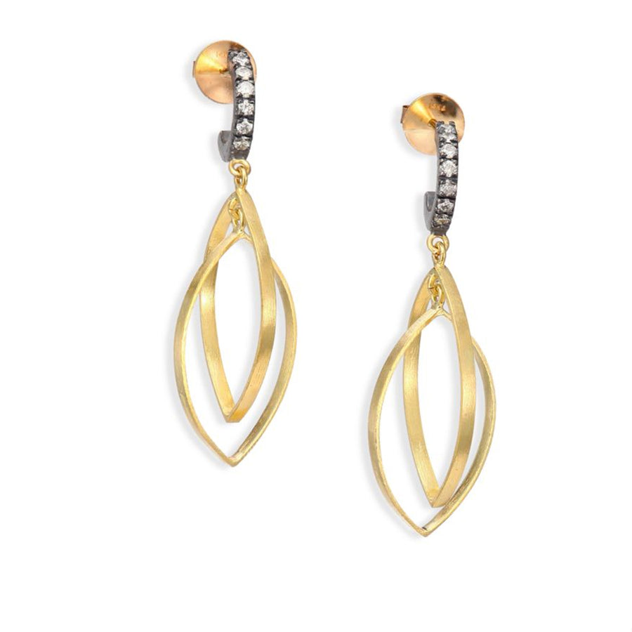 Double Teardrop Earrings with Diamond Top