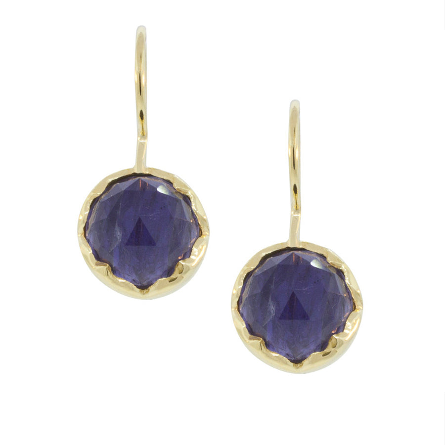 Iolite & Gold Vermeil Round Drop Earring