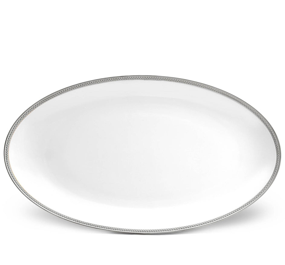 Soie Tressee Large Oval Platter In Platinum