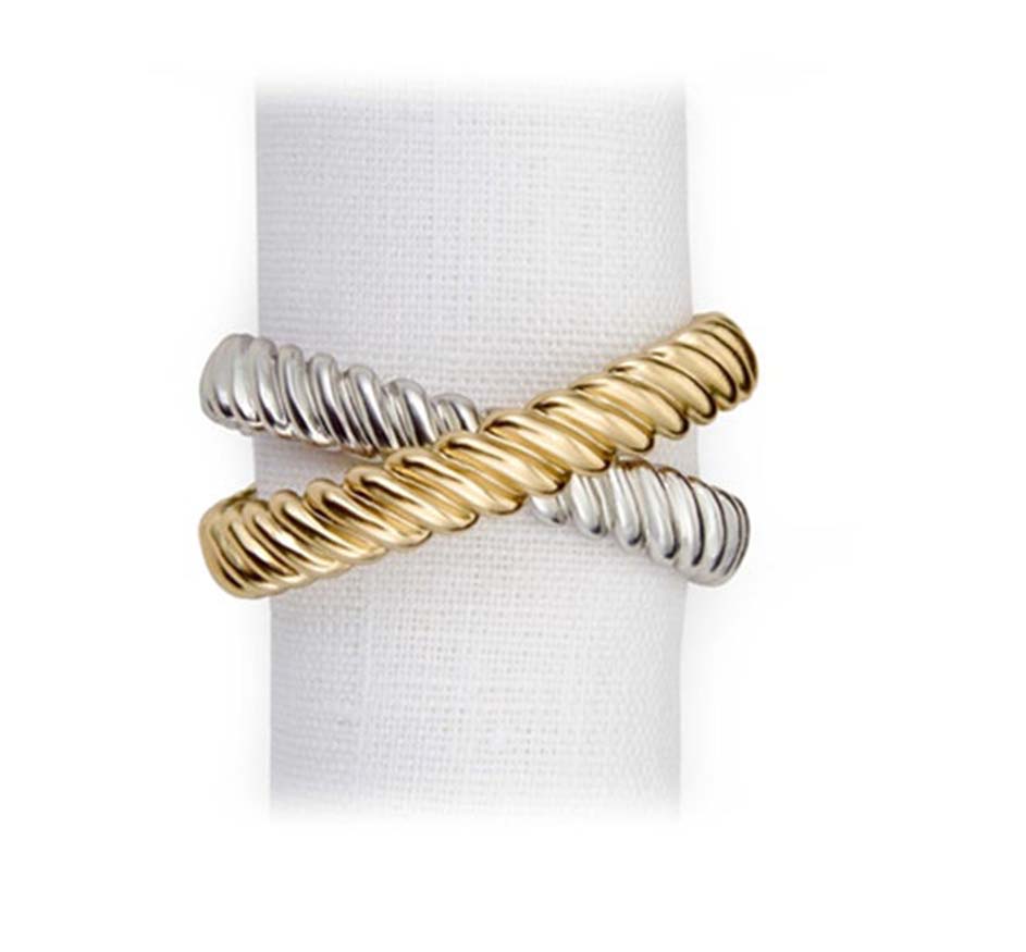 Deco Twist Napkin Ring in Gold/Platinum