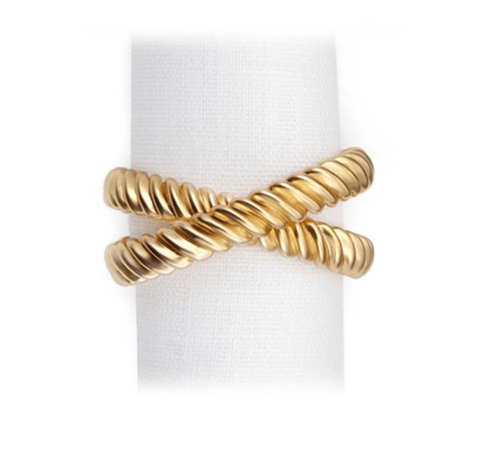 Deco Twist Napkin Ring in Gold