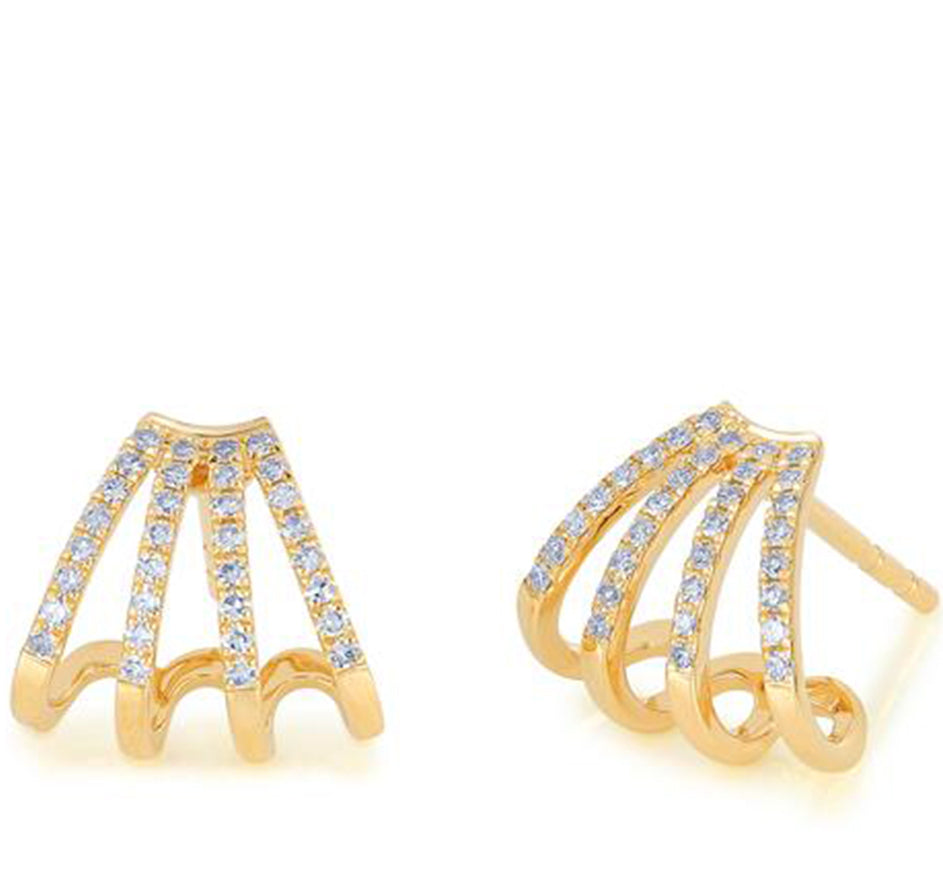 Diamond Multi Huggie Earrings (Available in 3 Colors)