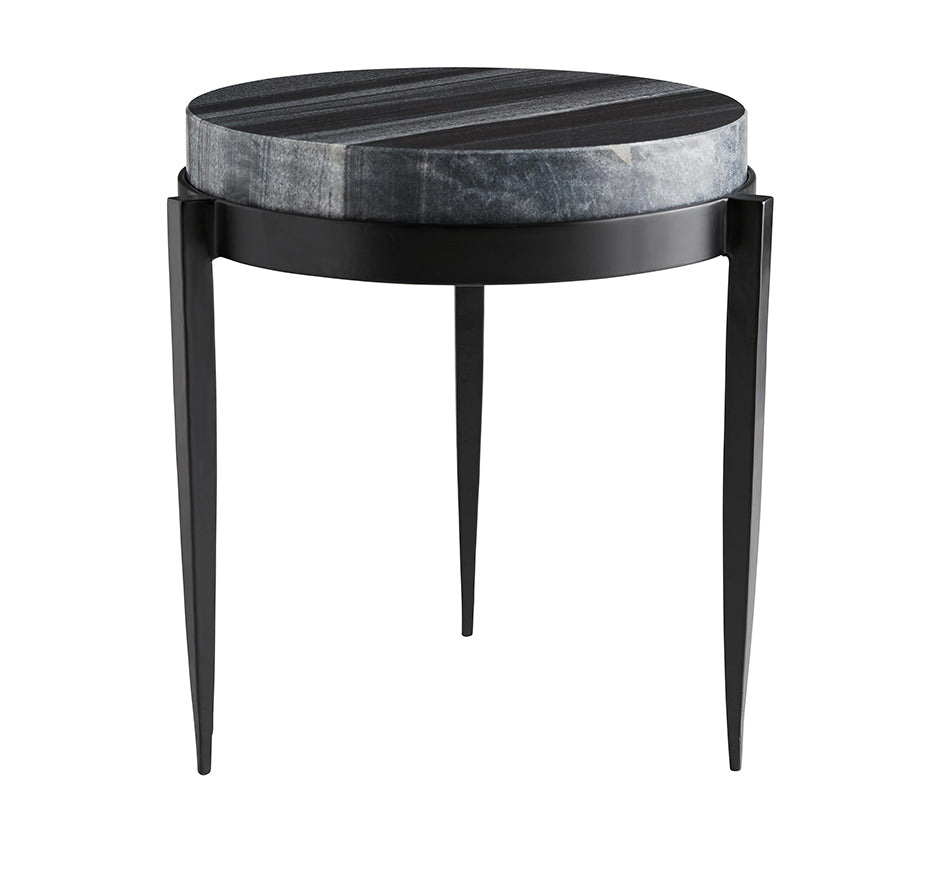 Kelsie Marble Side Table In Grey